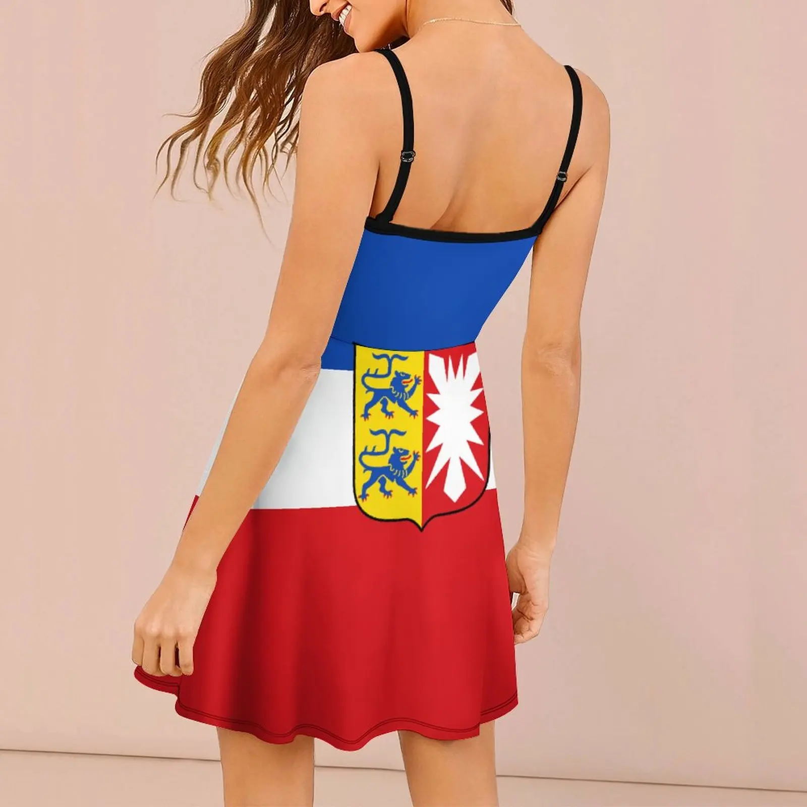 Exotic Flag of Schleswig Holstein (state) Women's Sling Dress Humor Graphic Cocktails  Woman's Dress Suspender Dress Novelty