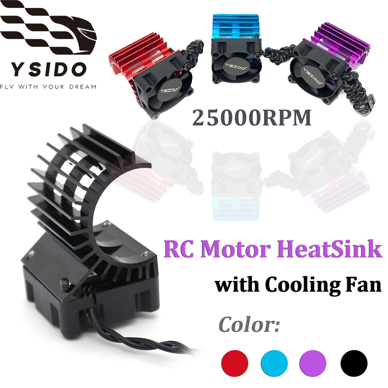 YSIDO RC Motor HeatSink with 25000RPM Cooling Fan for 380 390 2838 2845 2847 2850 Motor 1/14 1/16 1/18 RC Model Car Accessories