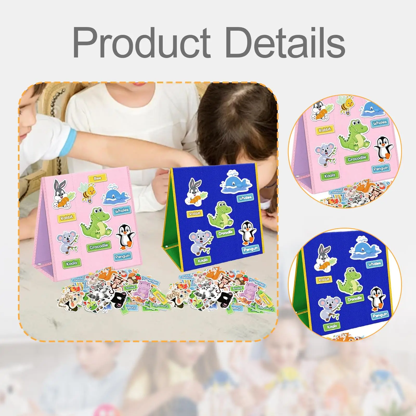 Фетровая доска для малышей, двухсторонняя интерактивная портативная игровая доска для вечеринки Фетровая доска для малышей, двухсторонняя интерактивная портативная игровая доска для вечеринки