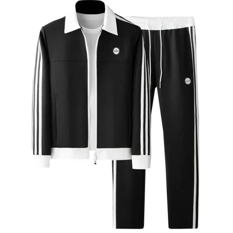 Hoge kwaliteit herenkleding Trend lente en herfst winter heren reversjas broek casual sportkleding mode tweedelige set