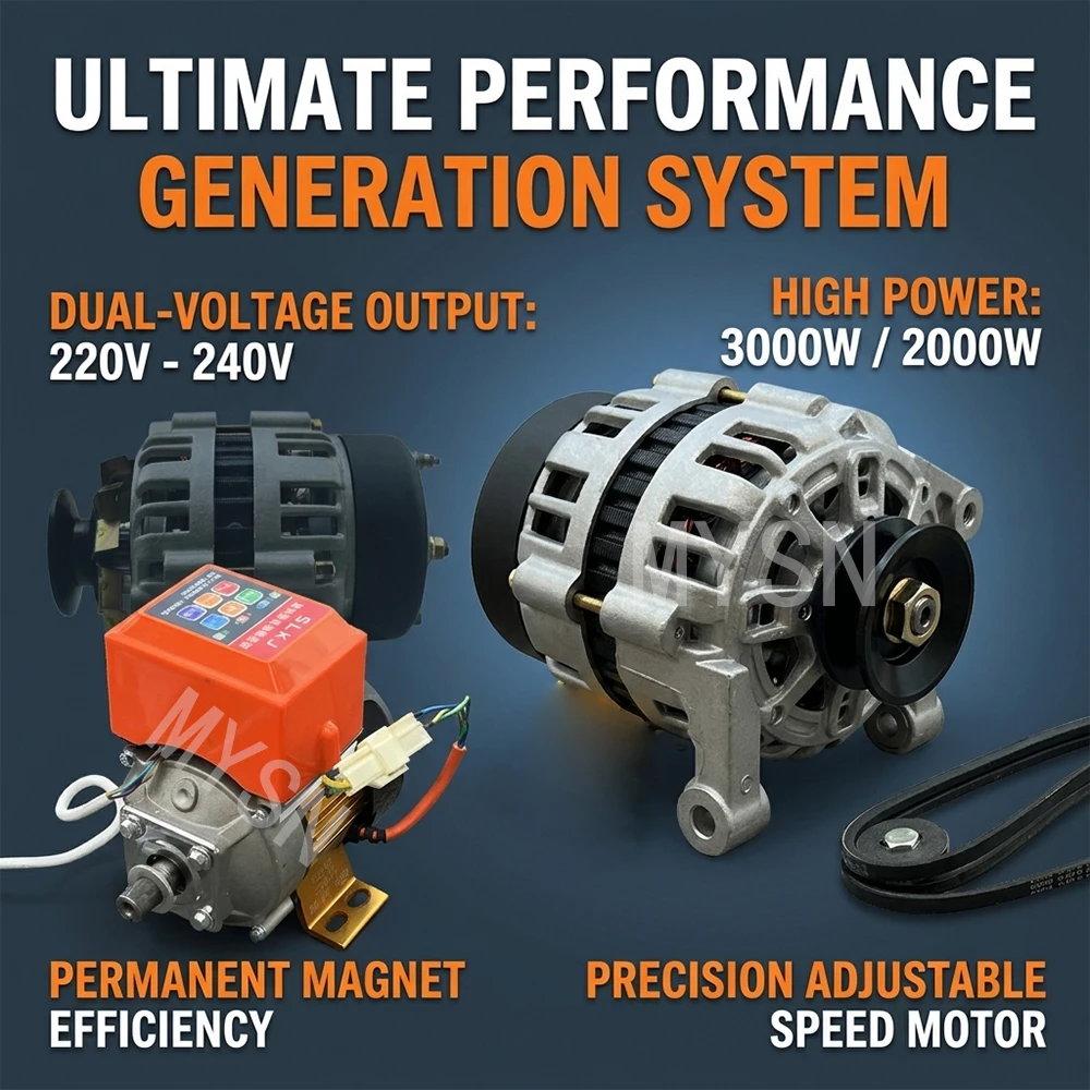 Haushalts-Magnetgenerator 2000W 3000W mit Geringer Lautstärke, 220V 230V 240V Hocheffizienter Wechselstromgenerator mit Drehzahlregelung, 220V AC-Motor