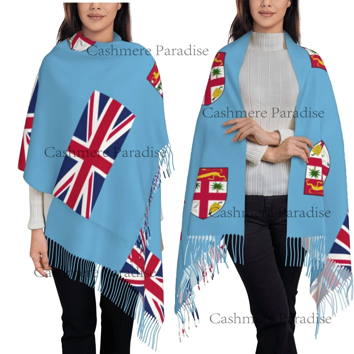 フィジー共和国の国旗-レディース-ソフトスカーフ-暖かいソフトスカーフ-冬用-ハロウィン-ショール