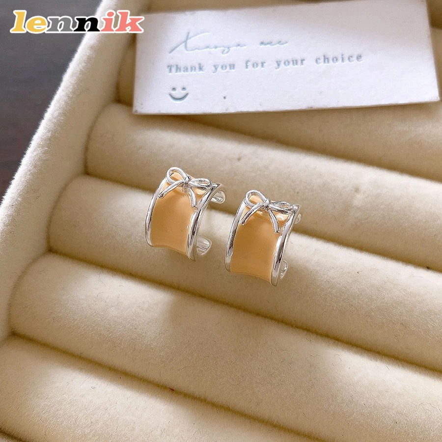 أقراط LENNIK الصيفية الطازجة على شكل حرف C على شكل فيونكة للزيت، ترصيع فاخر، ترصيع متخصص، لافتة للنظر للمواعدة/الشارع، هدية مثالية #3