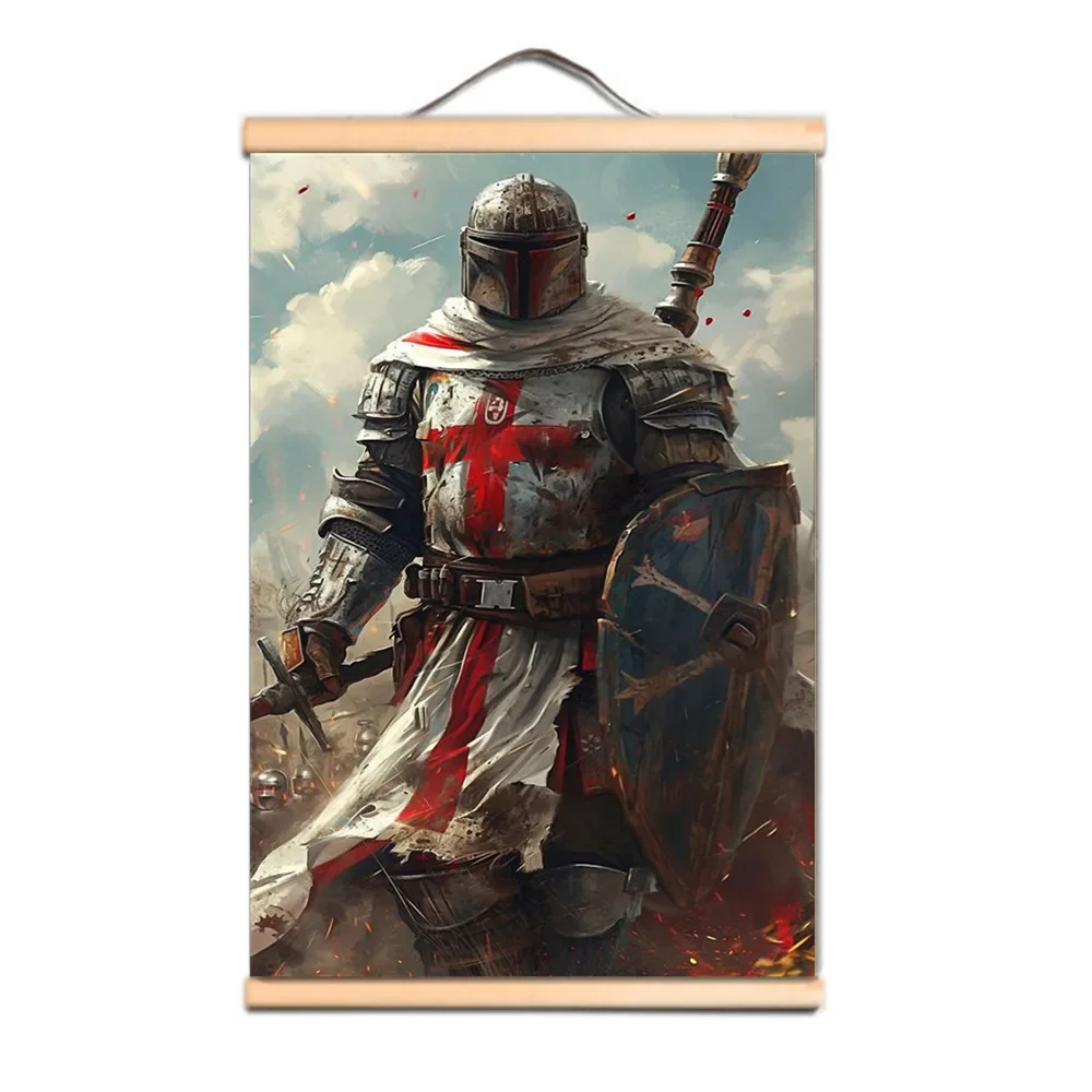 Knights Templar Wall Chart - Vintage Wall Art Poster for Christ History Aficionados - Crusader Armor Warrior Scroll Painting 9