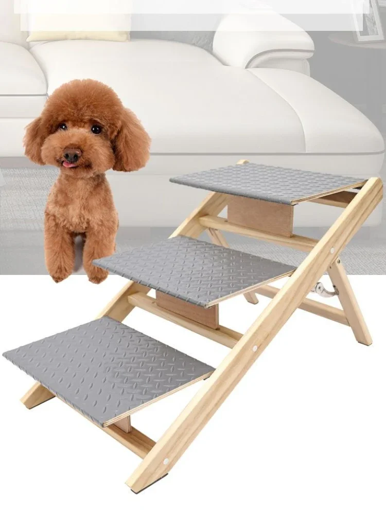 

Wooden Puppy Stairs 3 Steps Foldable Puppy Stairs Small Dog Ramp Ladder Anti-slip Climb Stair for Bed Car Dogs Accessories Pets