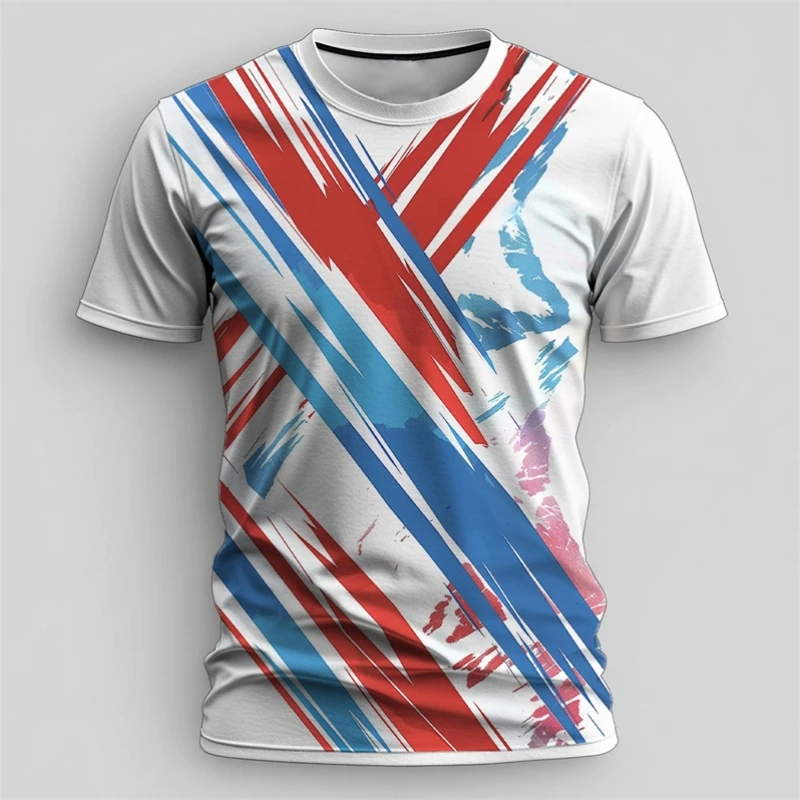 

Simple Graffiti Line Pattern Sports T Shirt for Men Summer Fashion Short Sleeve 3D Print Fitness T-Shirt Loose Quick Drying Tees