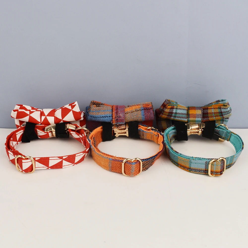 Cat Collar Bowknot Adjustable Safety Personalized pet collar Customized Name Soft