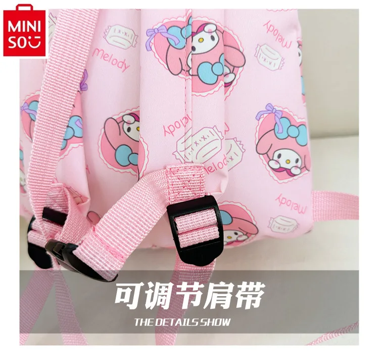 MINISO-Sac de voyage léger pour garçons et filles, protection dorsale, anti-perte, mignon, dessin animé Kuromi, maternelle, nouveau, 2024