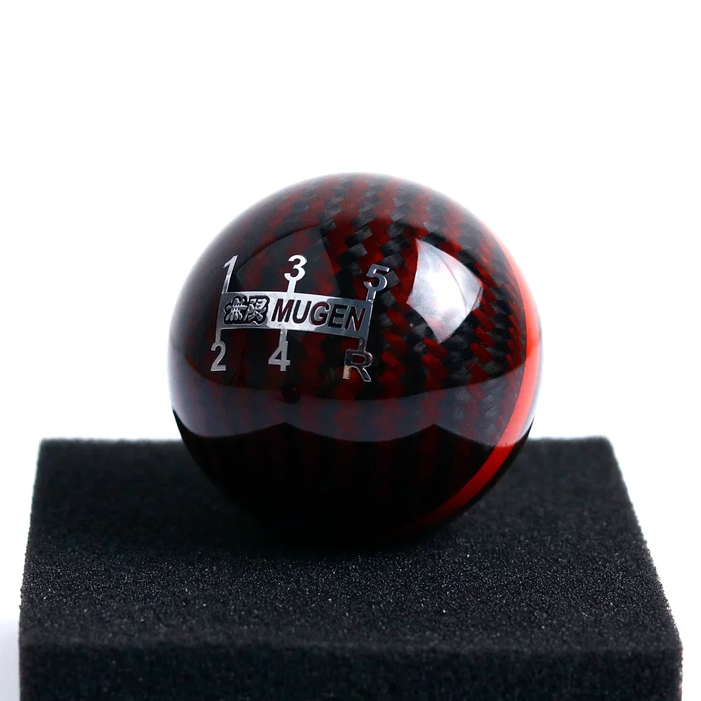 jdm  black&red Carbon Fiber Gear Shift Knob Racing Manual Shifter Lever Head for Honda civic fit s2000