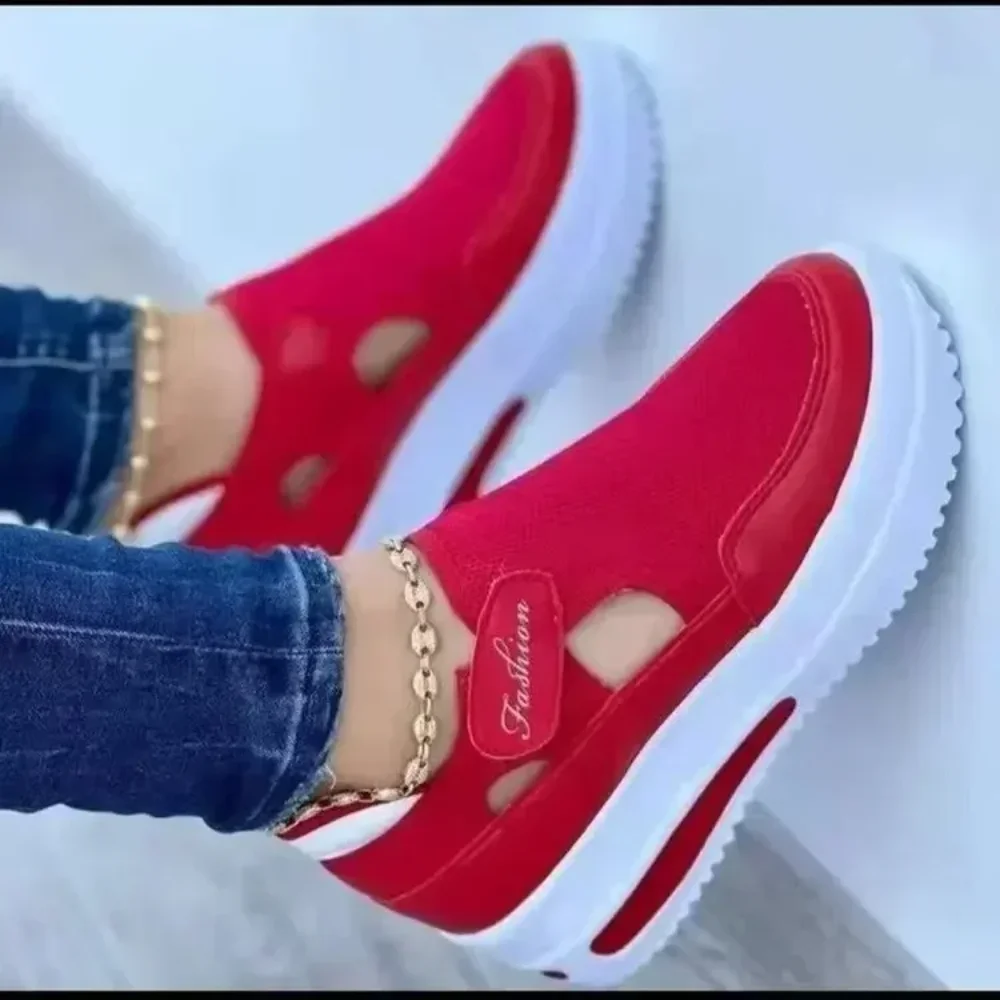 2024 Summer New Breathable Mesh Wedge Casual Sport Shoes Plus Size 43 Non Slip Woman Vulcanize Shoes Platform Women Sneakers image 4