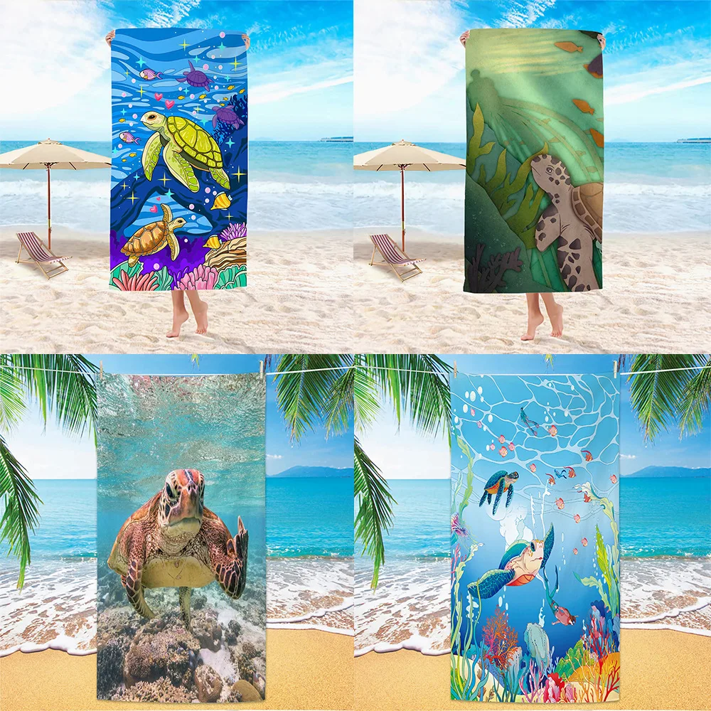 Sea World Beach Towel for Kids, Girl, Boys, Men, Women, Turtle Bath Print Pool Super Soft Plush  Towels Beach Towel Bath Towel