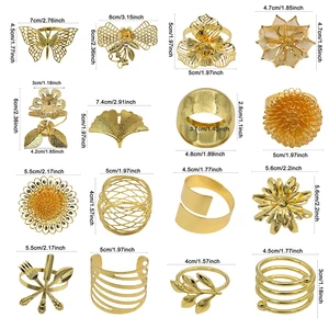 12 قطعة، خواتم مناديل معدنية ذهبية أنيقة لتزيين الحفلات وطاولة طعام - طقم من 12 قطعة أفضل 8 حامل مناديل مبيعات - رقم 5