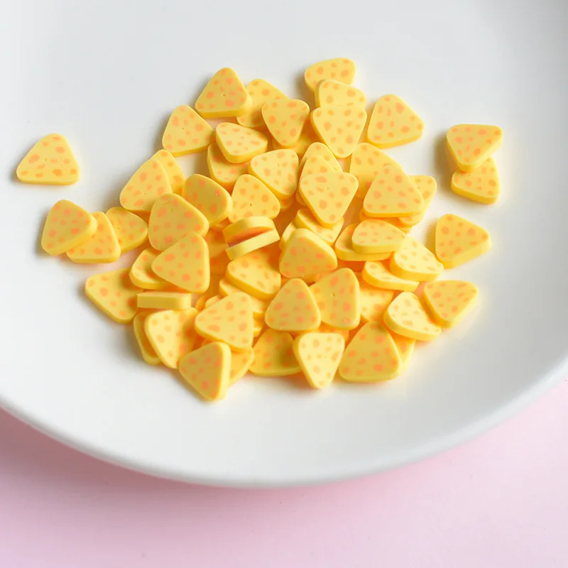 100g/bag Polymer Clay Cheese, Lemon, Rainbow & Leaf Charms - DIY Nail Art, Hair Accessories & Earring Decals