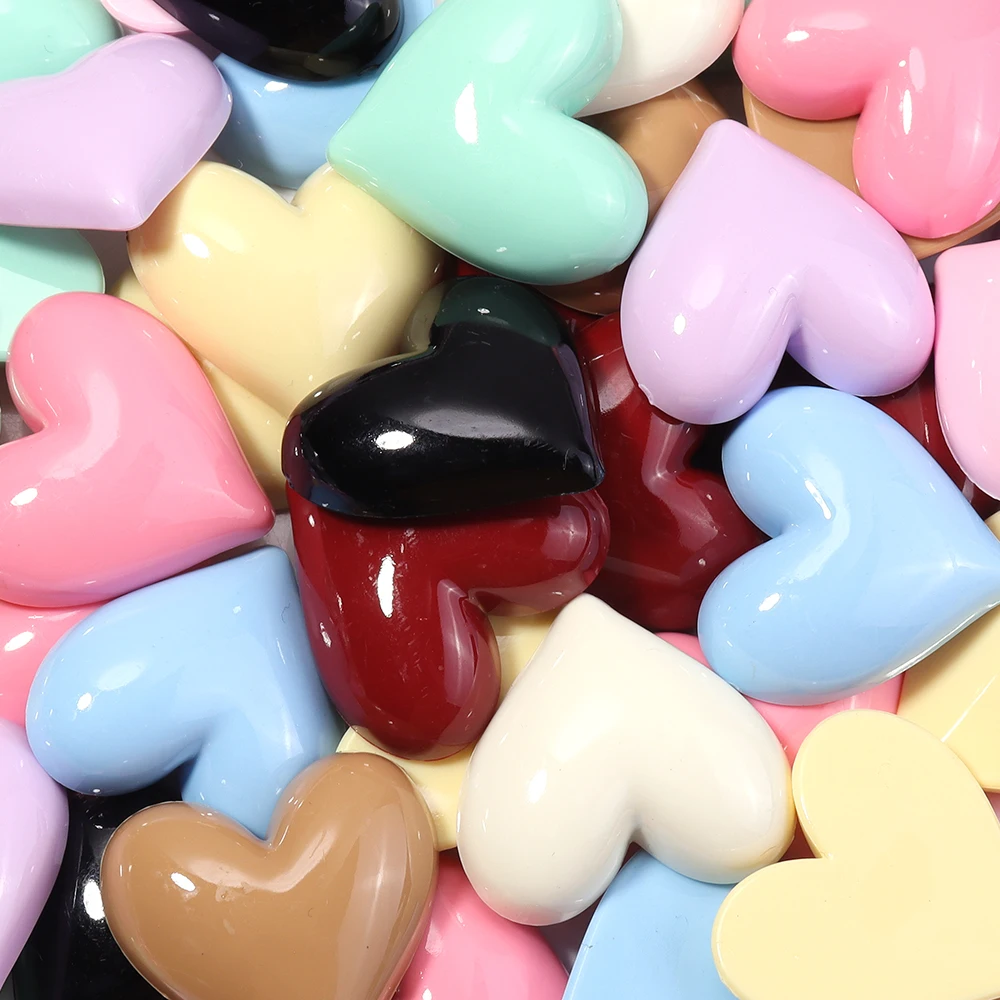 10 Stück Bunte Niedliche Herz-Cabochons mit Flacher Rückseite aus Acryl für Mädchen DIY Kopfschmuck Haarnadel Schmuckherstellung Zubehör – Detail 6