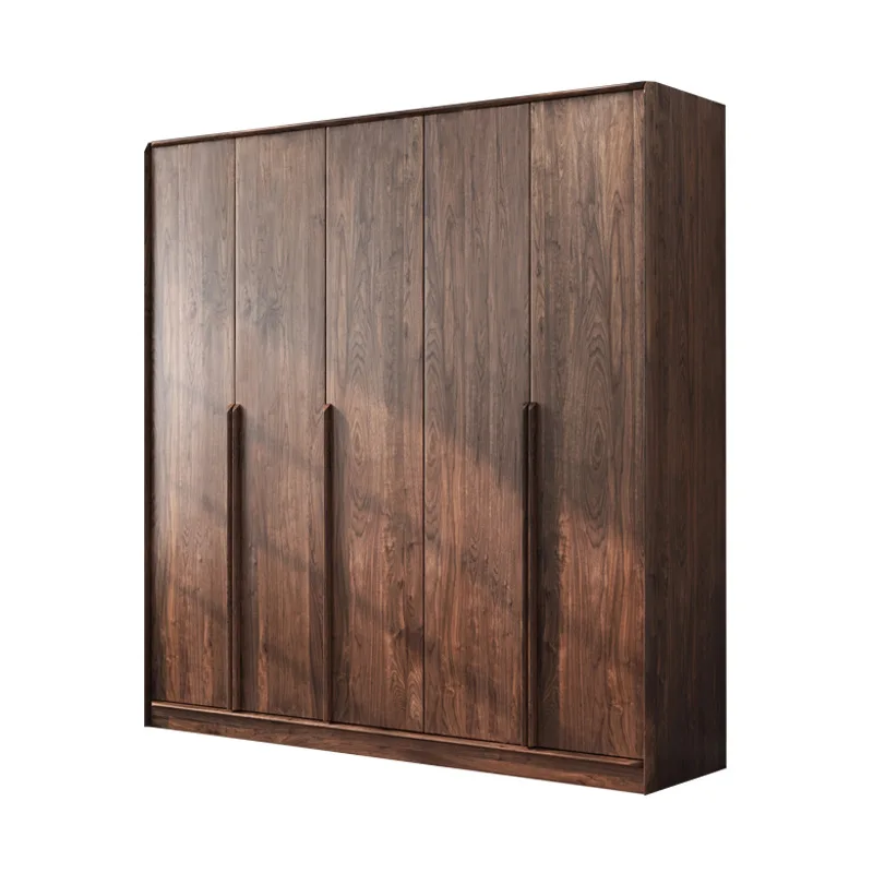 North American black walnut wardrobe Nordic swing door solid wood wardrobe modern bedroom home storage cabinet environmentally