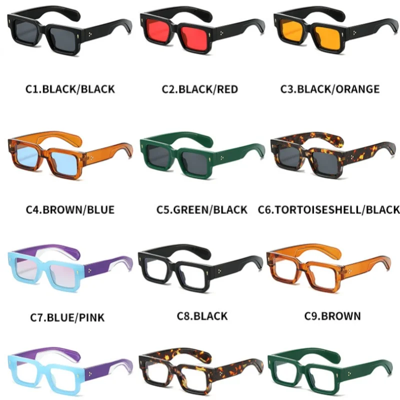 نظارات شمسية برتقالية مربعة عالية الجودة على الموضة لعام 2025 للنساء والرجال بتصميم فاخر بإطار سميك نظارات شمسية كلاسيكية