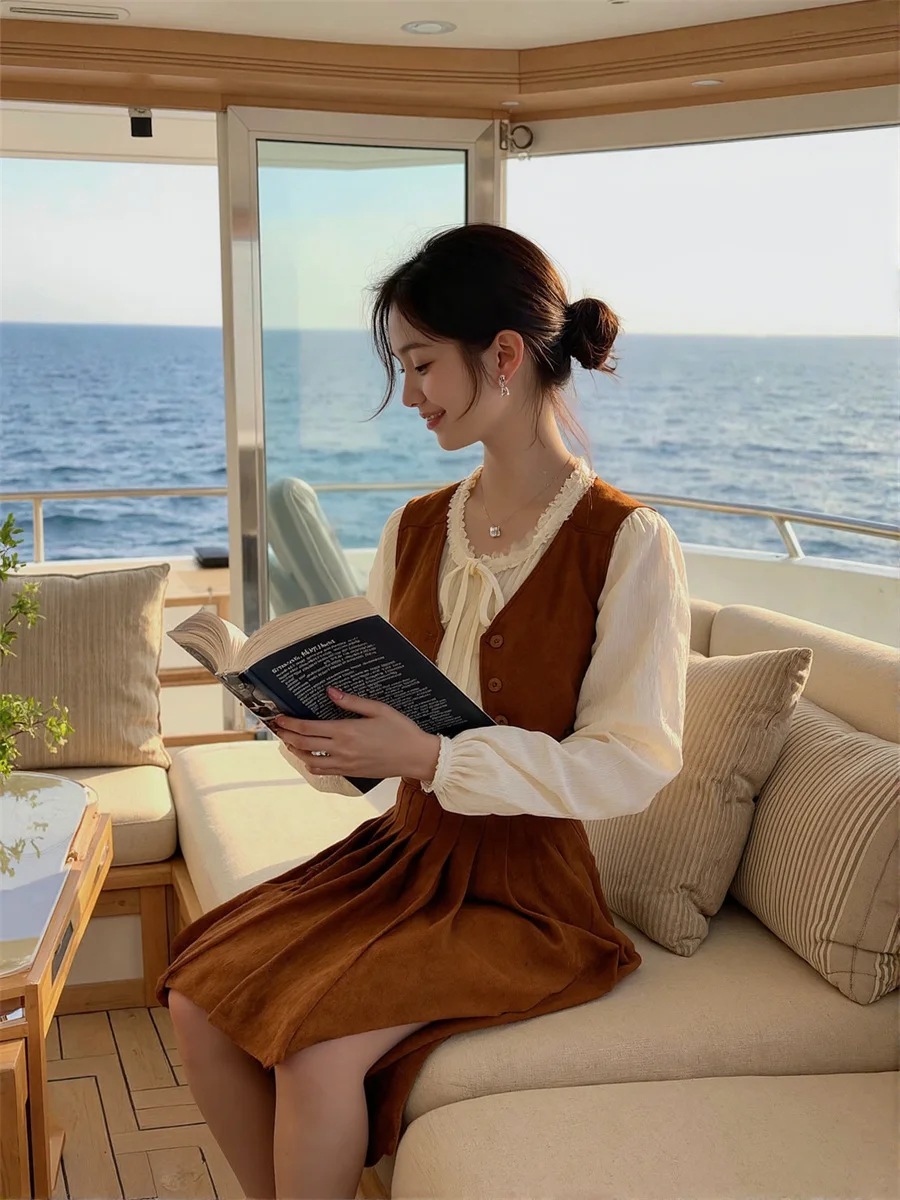 صدريات نسائية سترات نسائية شتوية على الطراز الكوري بني متعدد الجيوب للخريف بطانة داخلية سميكة من صوف امبسوول بدون أكمام دافئة #4