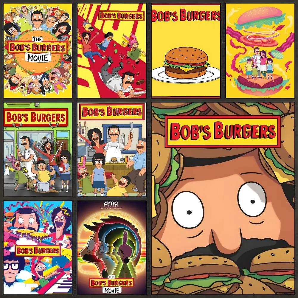 Animation Bob's Burgers Cartoon Poster Peel And Stick Wall Art PP Waterproof HD Bedroom Living Room Home Decor Gift