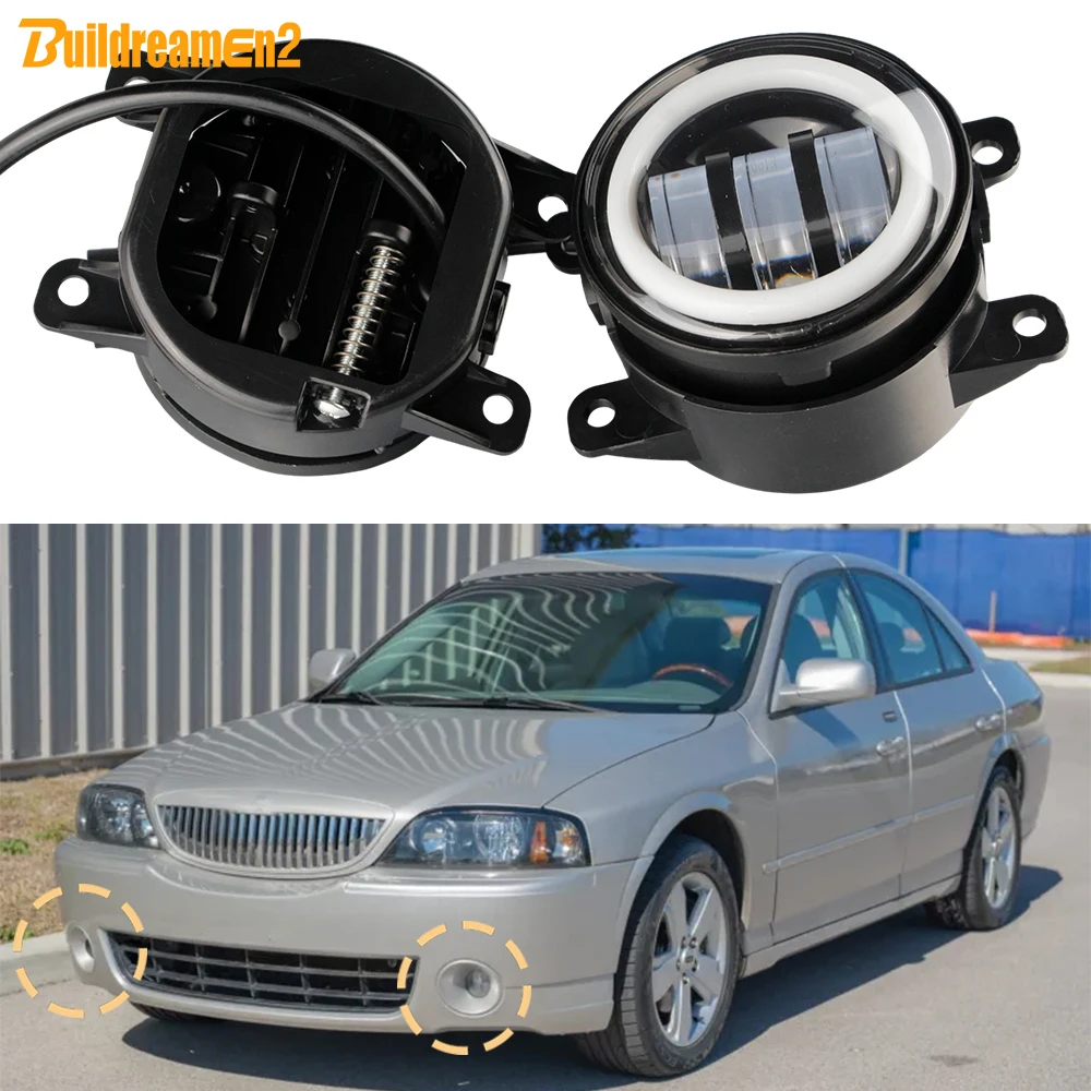 2 Pcs Car LED Fog Light Assembly + Angel Eye Daytime Running Turn Lamp 30W 6000LM For Lincoln LS 2005 2006