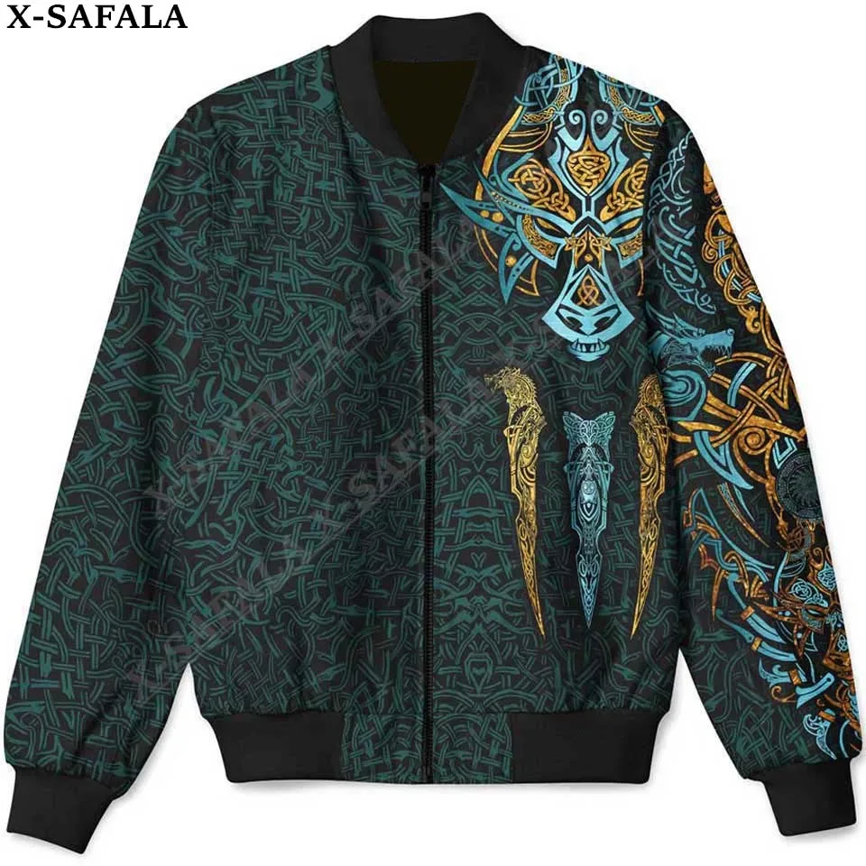 Mens Unisex 3D Bomber Jackets Tattoo Symbol Hot Armor Raven Print Zipper Casual Harajuku Men Coat Streetwear Thick Coats-7