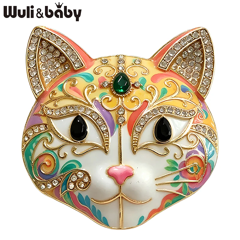 Wuli&baby Anmutige Katzenbroschen für Damen, Unisex, 6-farbig, Emaille, Strass, Katzenmotiv, Tier, Haustiere, Party-Broschen, Geschenke – Detail 6