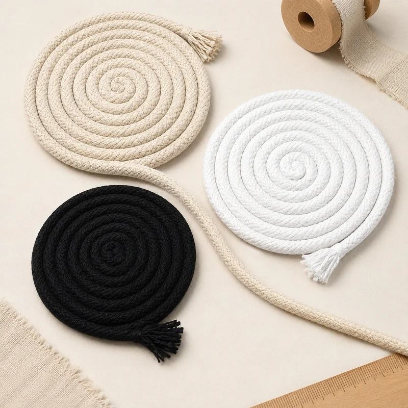 

10/20M 4-10mm Cotton Cord 16 Strand Braided Rope for Woven Bag Strap Hoodie Drawstring Home Textile Macrame DIY Craft Accessory