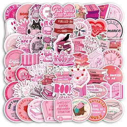 10/60pcs Cute Pink Bookish Reading Book Stickers for Students School Season Gifts DIY Scrapbooking Laptop Phone Bottle Sticker