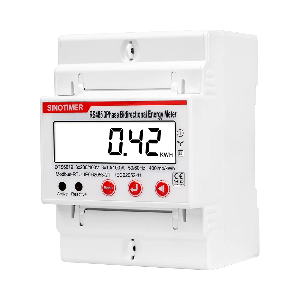 Dgital Bidirectional Wattmeter 100A AC380V Three Phase 4 Wire Energy Meter kWh Wattmeter Meter with RS485 Modbus Communication