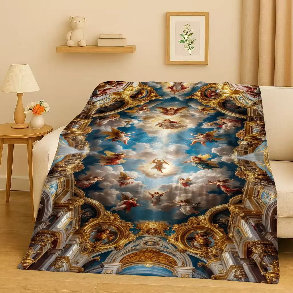 3D Luxurious Balote Angel Cupid Cartoon Flannel Blanket,Ultra Soft Warm Plush Throw for Home Bedroom Bed Sofa Cover Office Gift
