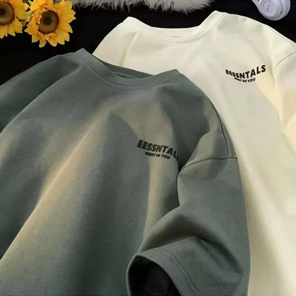 2026 Sommer Herren Oversized T-Shirt mit Buchstaben-Print, Kurzarm, 3D-Design, Lässiges Rundhals-Shirt, Streetwear-Oberteil für Männer