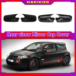 Glossy Black/Carbon Fiber Car Side Wing Rearview Mirror Cover Cap For Renault Megane 2 MK2 2002-2009 Bat Rear View Mirror Cover