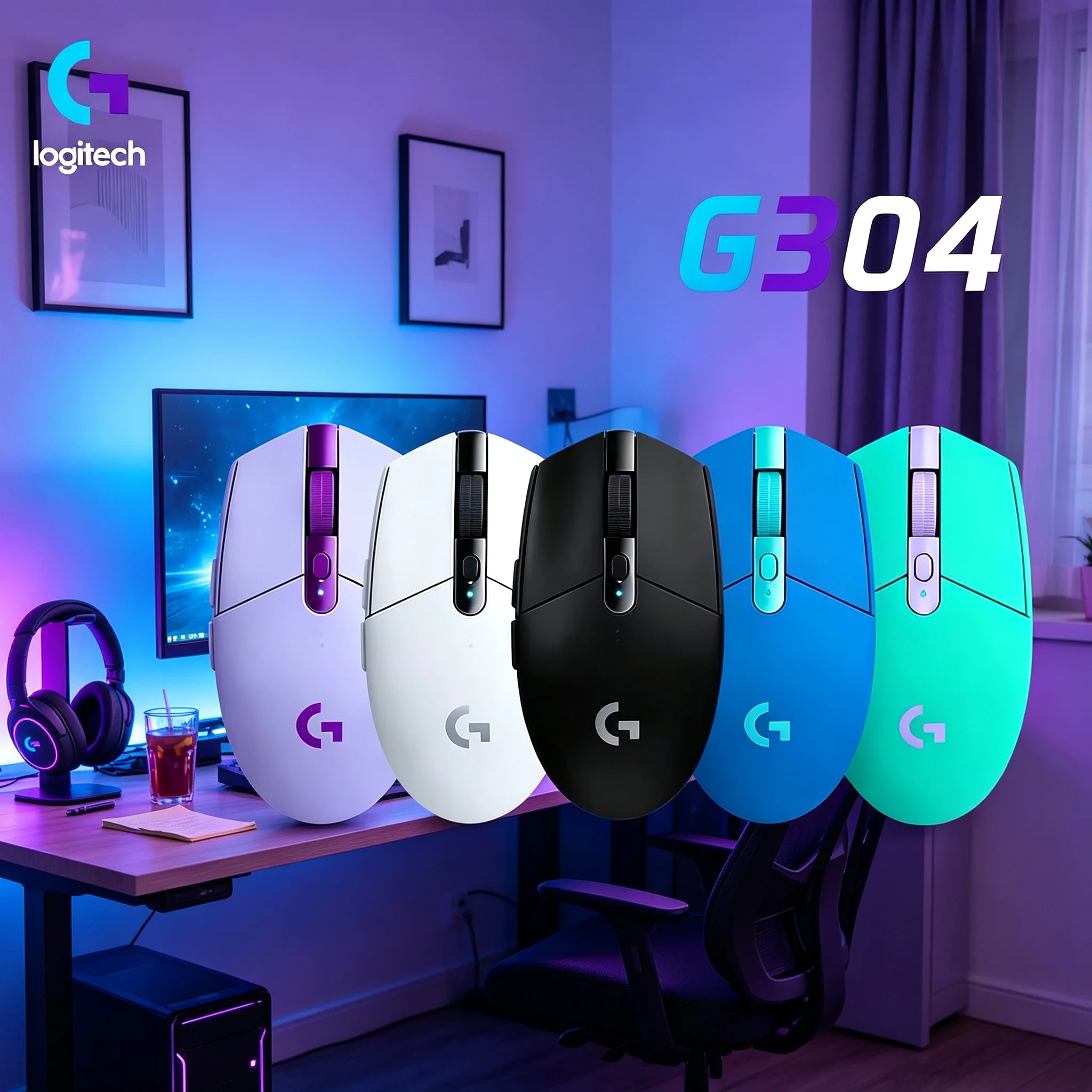 Logitech G304 Wireless Gaming Mice Energy Saving Wireless Mode For Extended PUBG CS2 Valorant Dota2 Game Time
