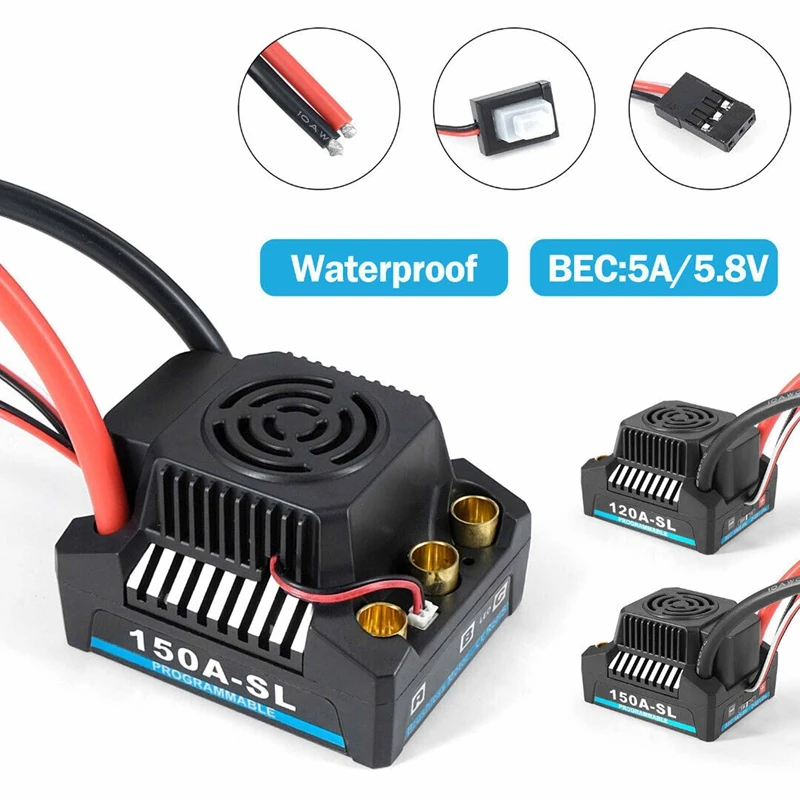 controlador de velocidade eletrico impermeavel motor sem escova sensor esc 120 a 150a 01