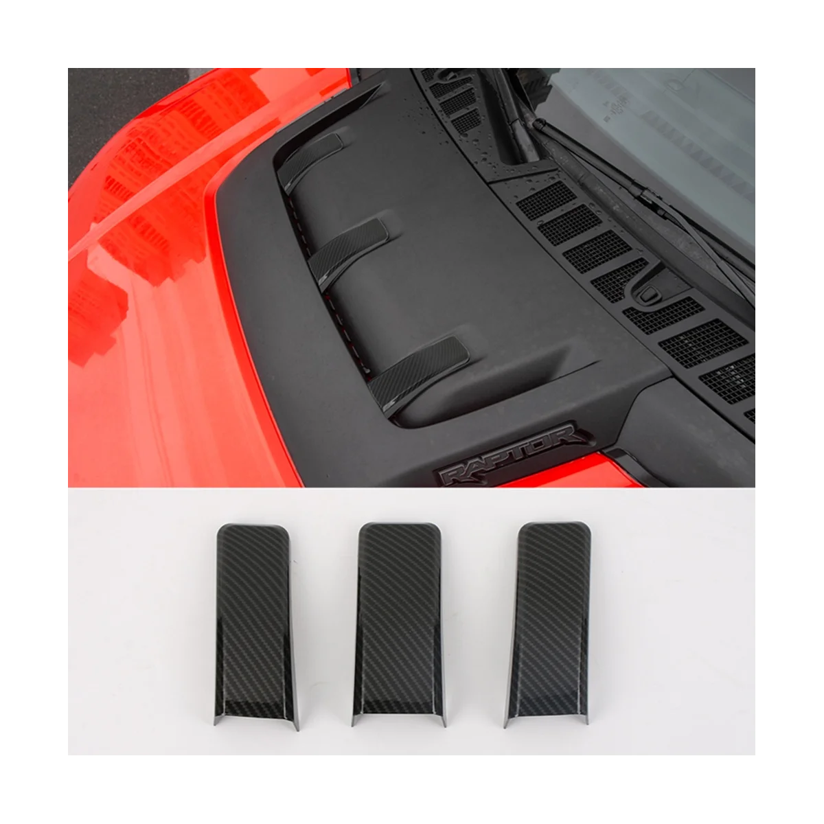 For Ford F150 Raptor 2021 2022 2023 Hood Scoop Air Vent Cover Trim Accessories ABS Carbon Fiber