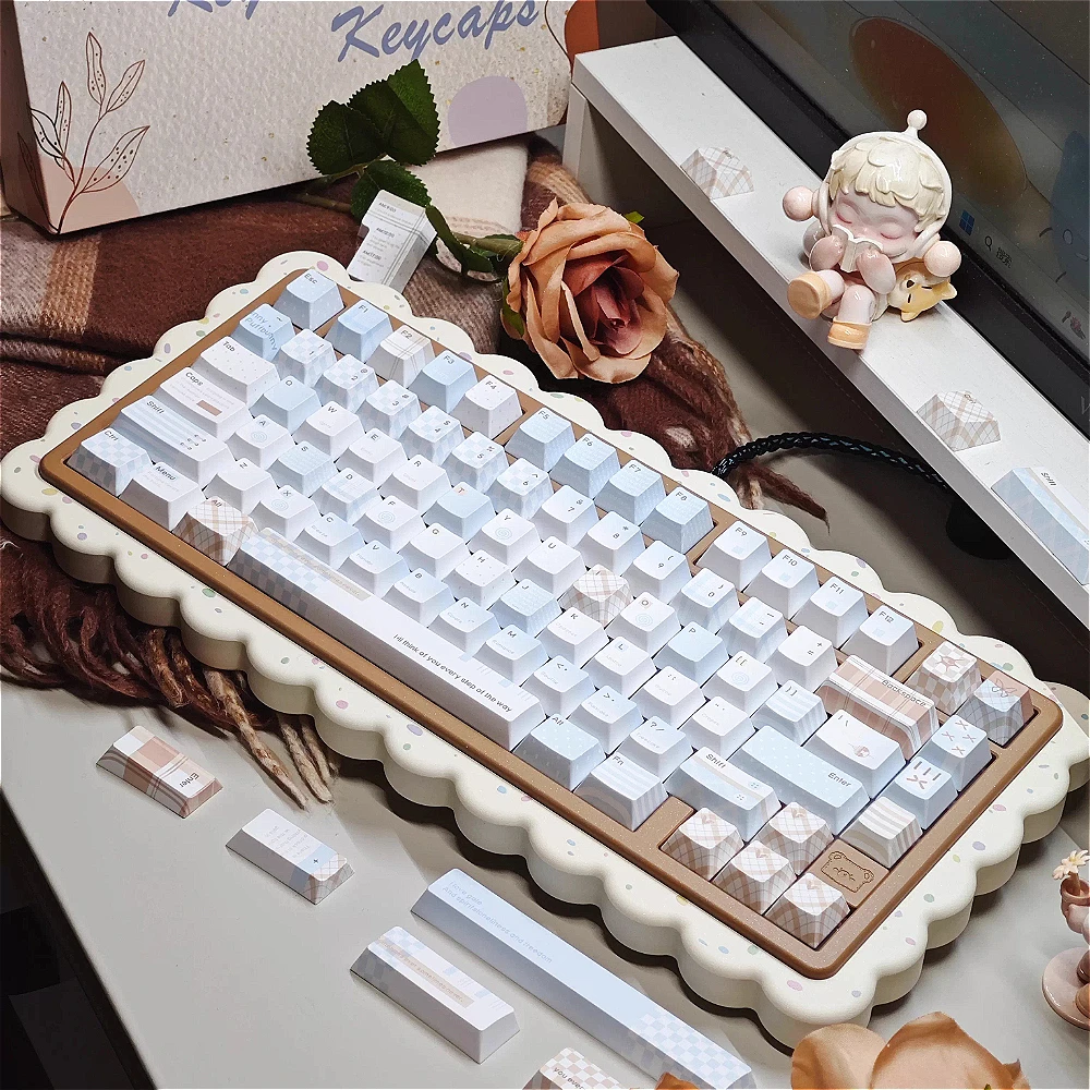 Cocoa Blue Keycaps Cherry Foa Pbt Five-Sided Dye-Sublimation Custom Mechanical Keyboard Keycap Personalized Blue Design