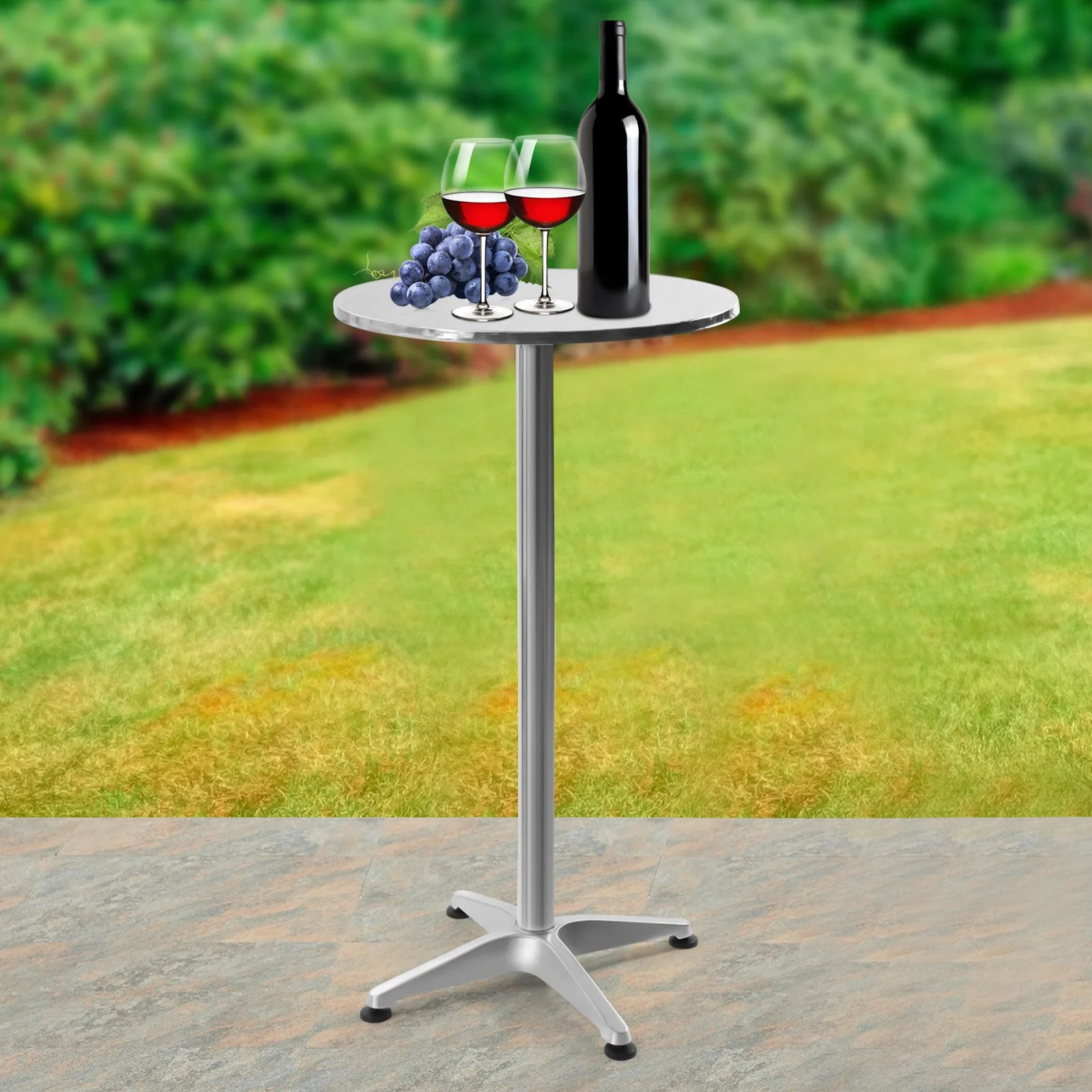 Round Cocktail Bar Table Metal Base Tall Bistro Pub Table Adjustable Height