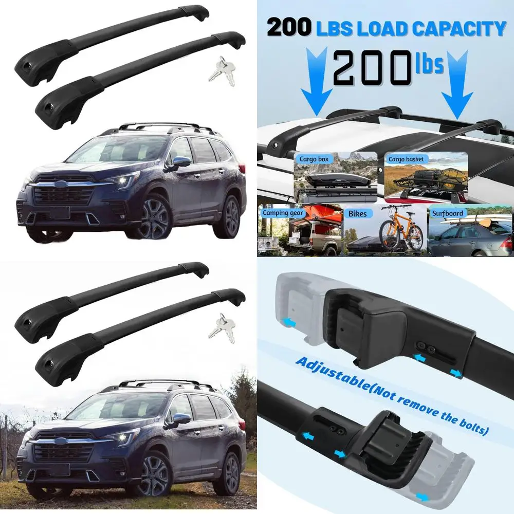 

Алюминиевые поперечины багажника на крышу для Subaru Ascent 2019-2025 годов с приподнятыми рейками, вместимость 200 фунтов для грузовых автомобилей и велосипедов