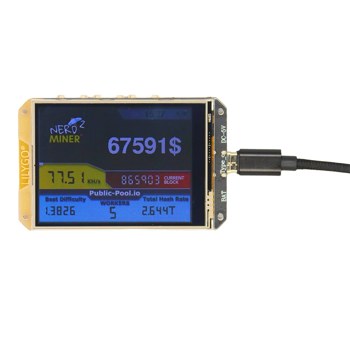 AC1213★♠◐ Bitcoin Solo V2 78KH Open Source Bitcoin Solo Mining Machine Miner V2 2.8Inch LCD Display 1.7.0