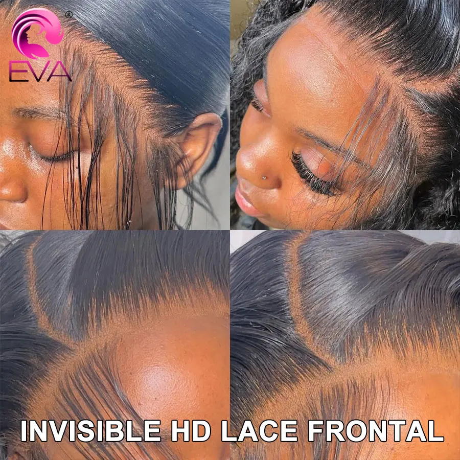 

Eva Hair Invisible HD Lace Melt Skins Прямые и объемные волны Человеческие волосы 13x6 HD Кружева Фронтальная 5x5/6x6 HD Кружевная застежка Предварительно выщипанные