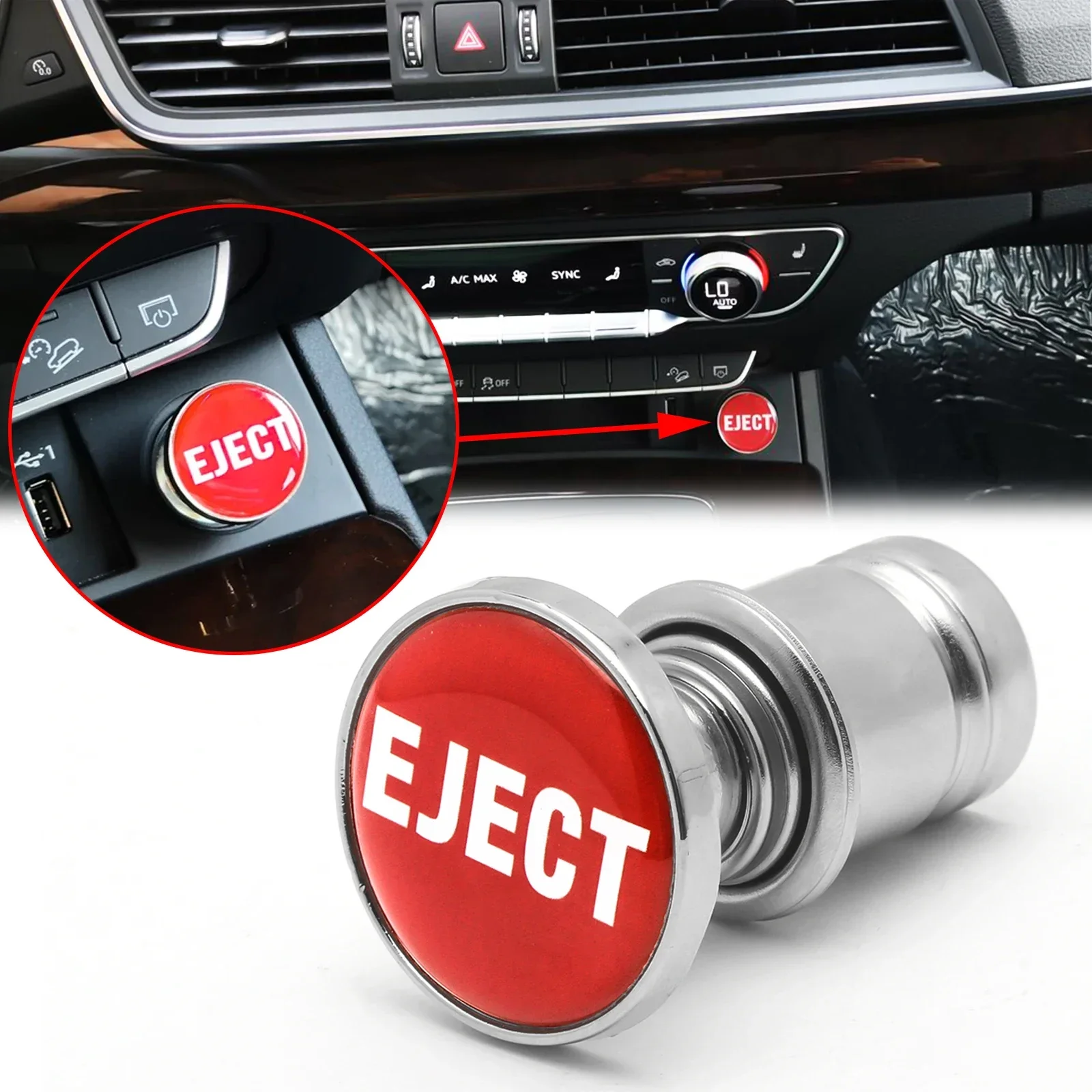 Universal Red EJECT Push Button Cigar Lighter Car Cigarette Lighter Plug Cover Replace Accessories Fit Most Cars Boats SUV Truck