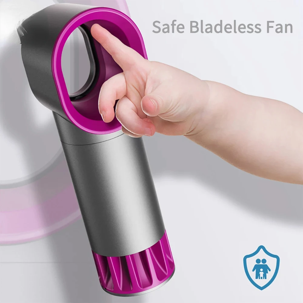مروحة محمولة خالية من الشفرة، مروحة صغيرة محمولة باليد، USB قابلة لإعادة الشحن، مراوح فائقة الهدوء، مراوح تبريد الهواء لسطح المكتب في الهواء الطلق، مبرد الهواء