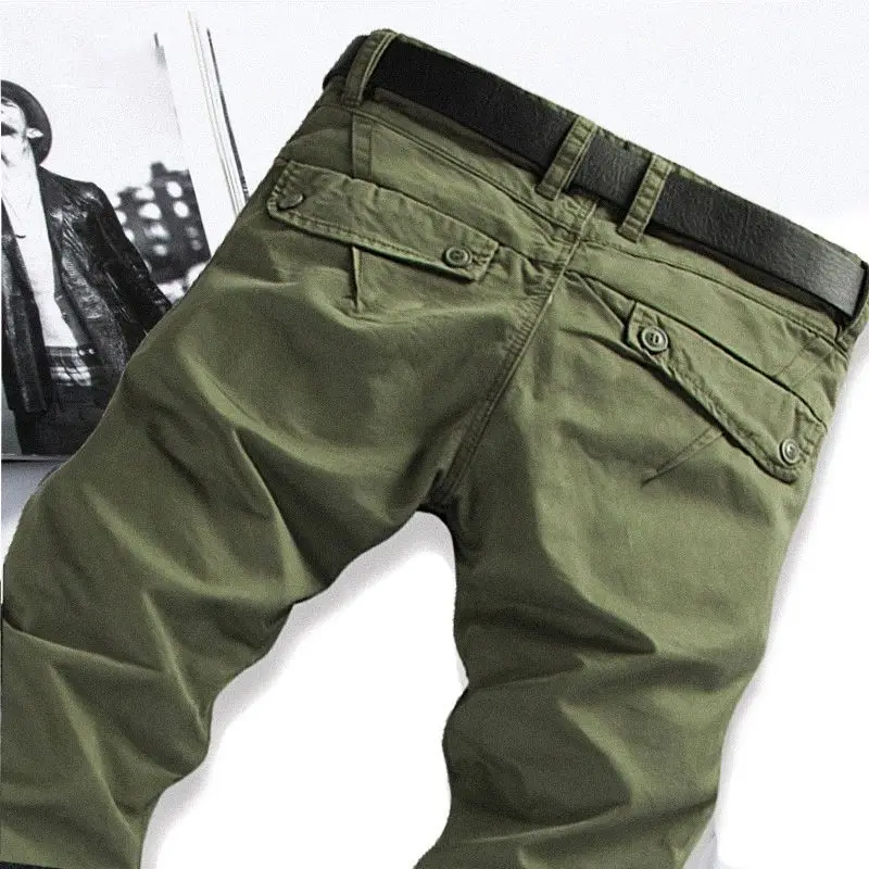 Spring and Summer Men's Casual Thin Labor Cargo Work Wear Army Slim Straight Overalls Cotton Long Pants Large Size Trousers