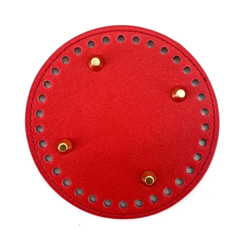 12*12cm Round Bag Bottom For Knitting Bag PU Leather Wear-resistant Bag Bottom With Holes Wholesale Bag Accessories For handbags