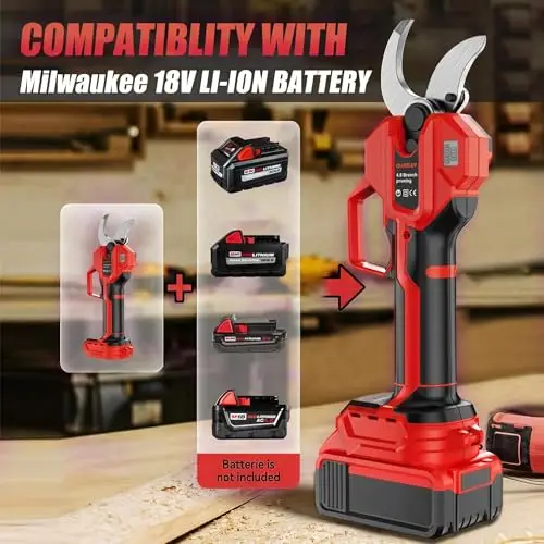 2-IN-1 Electric Pole Pruning Shears Cordless Compatibility with Milwaukee 18V 1.6