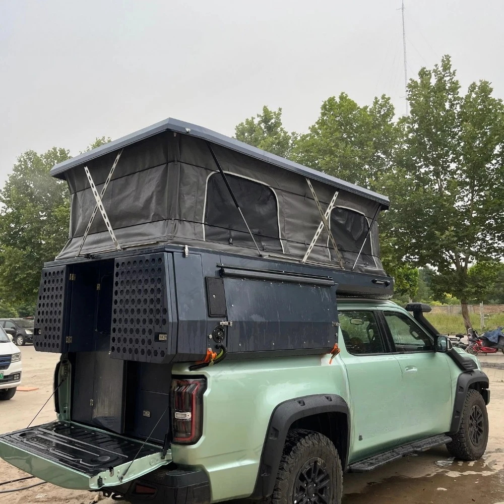 Heavy Duty Soft Shell Pickup Canopy Pop up Camper With Soft Side Straight Lift Tent