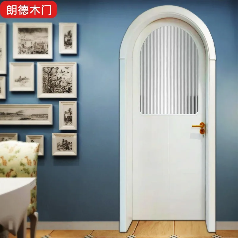 Chengdu internet-famous arched minimalist black, white, gray painted casement panels, home bedroom, modern balcony, curved solid