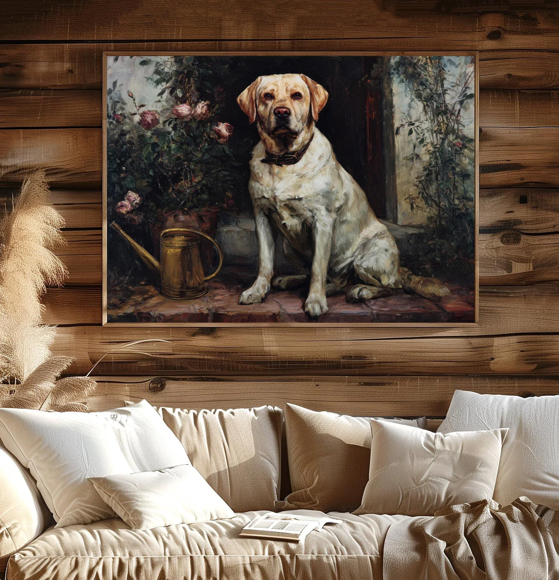 Retro Pastoral Style Labrador French Bulldog Cute Animal Posters Prints Canvas Painting Wall Art Picture Living Room Home Decor