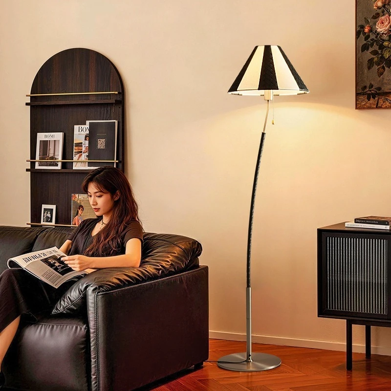Medieval style stepless dimming atmosphere fabric living room floor lamp