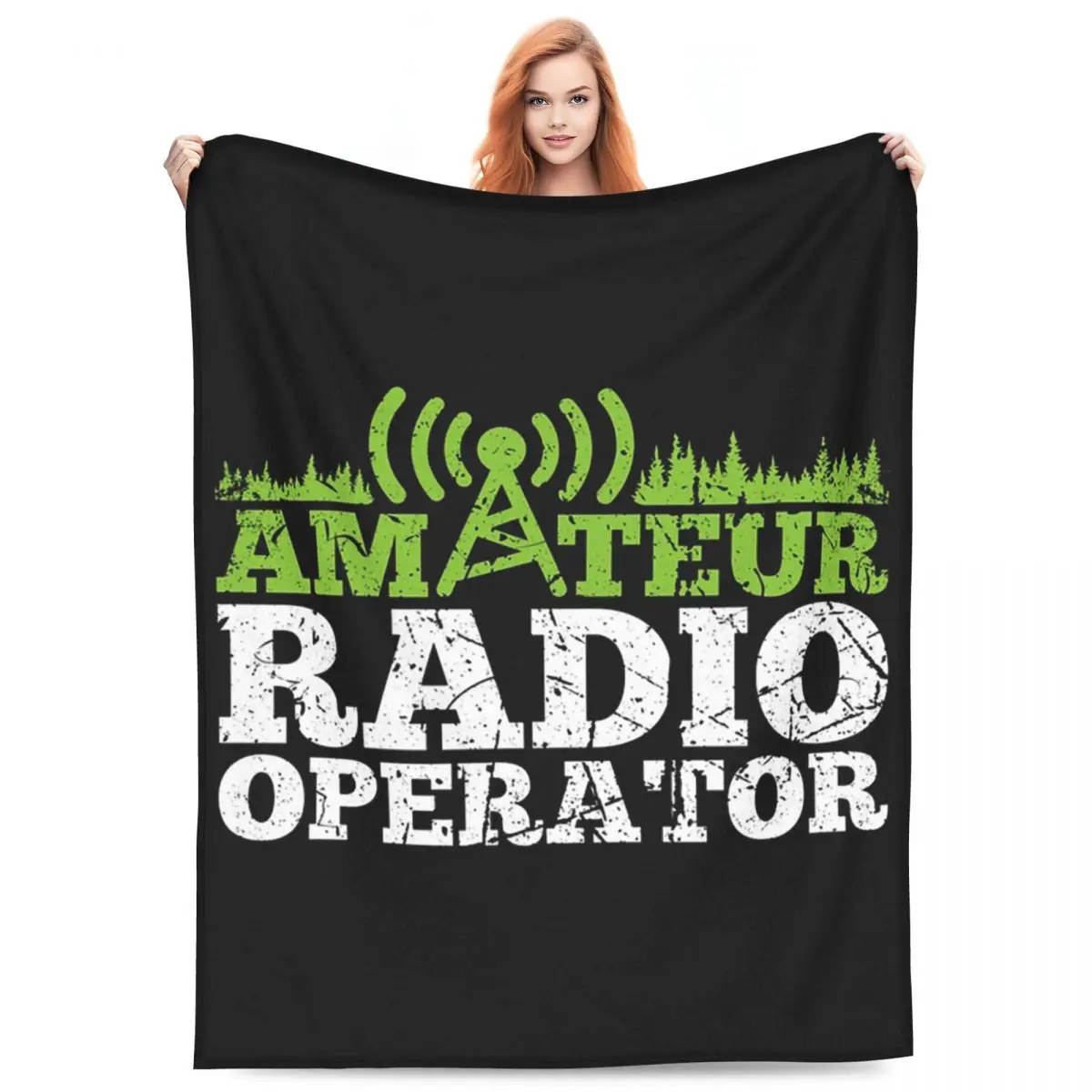 Amateur Radio Operator Ham Radio Grunge Blankets Flannel Sofa Throw Blanket Portable for Couch Bedding Throws Bedspread Quilt