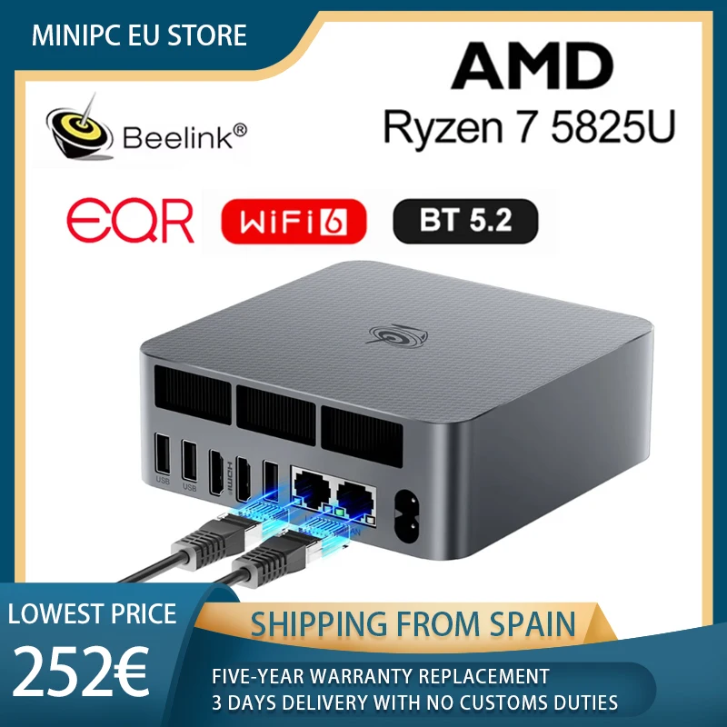 Beelink EQR5-5825U For Gaming Company Work Desktop  8C/16T Up to 5.1GHz Windows 11 DDR5 32GB 1T PCIe4.0 SSD WIFI6 BT5.2 Desktop